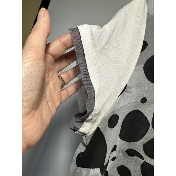 MADO ET LES AUTRES Women's Polka Dot Crew Neck Blouse Black White Size 46 - Picture 5 of 13